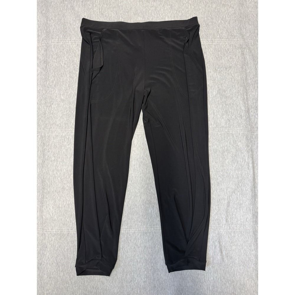 SYMPLI Slinky Stretch Pull On Black Twisted Front Pants Sz 18 Relaxed Fit Office
